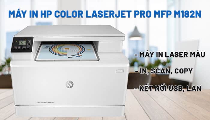 Máy in laser màu đa năng HP Color LaserJet Pro MFP M182N 7KW54A